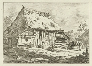 Couple at a barn, print maker: Carel Lodewijk Hansen, c. 1780 - 1840 Couple at a barn, print maker: Carel Lodewijk Hansen, c. 1780 - 1840