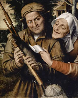 Couple music 1565 oil oak wood 72 x 58 cm Dated Couple music 1565 oil oak wood 72 x 58 cm Dated