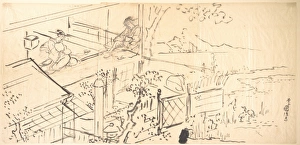 Two Courtesans Enjoying View Teahouse Edo period Two Courtesans Enjoying View Teahouse Edo period