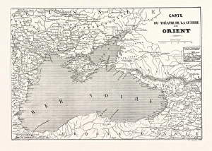 Crimean War Gallery: The Crimean War, 1855: Map of the theater of war in the East. Engraving