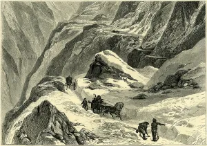 Crossing an Alpine Pass in Winter, Switzerland Crossing an Alpine Pass in Winter, Switzerland