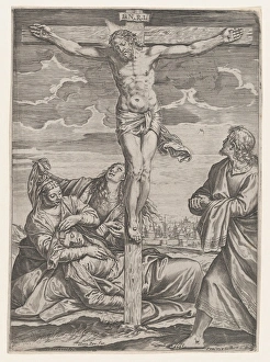 Crucifixion 1582 Engraving 12 3/16 x 8 11/16 Crucifixion 1582 Engraving 12 3/16 x 8 11/16