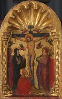 Crucifixion Christ cross left two Marys right John Crucifixion Christ cross left two Marys right John