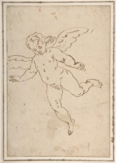Cupid Flying 1527-85 Brush brown ink 12 5/8 x 8 1/2in Cupid Flying 1527-85 Brush brown ink 12 5/8 x 8 1/2in