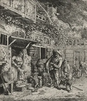 Dancing Dog Cornelis Dusart Dutch 1660-1704 Etching Dancing Dog Cornelis Dusart Dutch 1660-1704 Etching