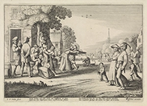 Dancing farmers during a village festival, Jan van de Velde (II), Claes Jansz. Visscher Dancing farmers during a village festival, Jan van de Velde (II), Claes Jansz. Visscher
