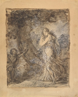 Daphnis Running Chloe ca 1798 Black chalk brush Daphnis Running Chloe ca 1798 Black chalk brush