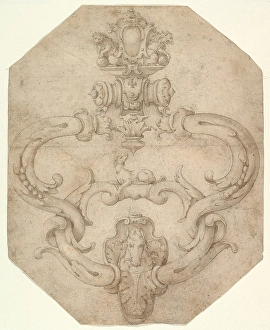 Design Door Knocker 16th century Pen brown ink Design Door Knocker 16th century Pen brown ink