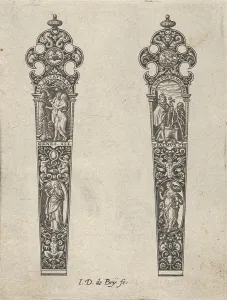 Design Knife Handles Temptation Adam Eve Memento Mori Scene Design Knife Handles Temptation Adam Eve Memento Mori Scene