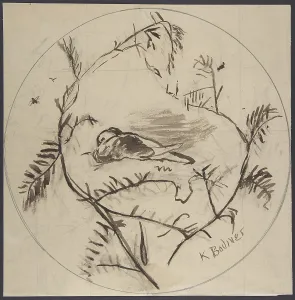 Karl Bodmer Gallery: Design Plate Decorated Bird Plant Motifs 1825-93