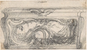 Design Snuff-Box 17th century Pen black ink brush Design Snuff-Box 17th century Pen black ink brush