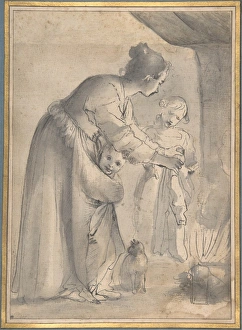 Domestic Scene 1582-84 Pen brown gray-black ink Domestic Scene 1582-84 Pen brown gray-black ink
