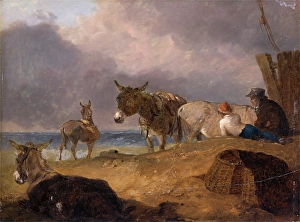 Donkeys and Figures on a Beach, Julius Caesar Ibbetson, 1759-1817, British Donkeys and Figures on a Beach, Julius Caesar Ibbetson, 1759-1817, British