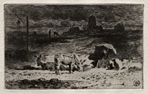 Donkeys Hill Cailles 1875 Felix Hilaire Buhot Donkeys Hill Cailles 1875 Felix Hilaire Buhot