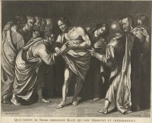 Doubting Thomas touching Christs wound, Cornelis van Dalen (I), 1612 - 1665 Doubting Thomas touching Christs wound, Cornelis van Dalen (I), 1612 - 1665