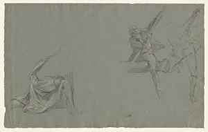 Drapery Study Two Figures Pulling Pole 1785-86 Drapery Study Two Figures Pulling Pole 1785-86