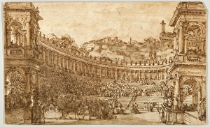 Drawings Prints, Drawing, Classical Amphitheater, Artist, Louis Jean Desprez, French Drawings Prints, Drawing, Classical Amphitheater, Artist, Louis Jean Desprez, French