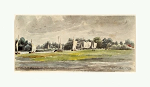 Drawings Prints, Drawing, Sailing Regatta Berlin, Artist, Franz Ludwig Catel, German Drawings Prints, Drawing, Sailing Regatta Berlin, Artist, Franz Ludwig Catel, German