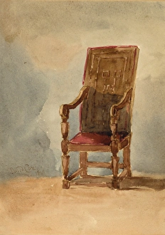 Drawings Prints, Drawing, Study antique Armchair, Artist, David Cox, British, Birmingham Drawings Prints, Drawing, Study antique Armchair, Artist, David Cox, British, Birmingham