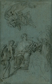 Drawings Prints, Drawing, Triumph History Time, Artist, Anton Raphael Mengs, German Drawings Prints, Drawing, Triumph History Time, Artist, Anton Raphael Mengs, German