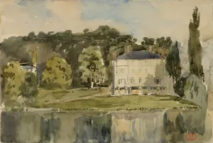 Drawings Prints, Drawing, View Chateau Folembray, Artist, Paul Huet, French Drawings Prints, Drawing, View Chateau Folembray, Artist, Paul Huet, French