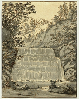 Drawings Prints, Drawing, Waterfall Switzerland, Lausanne? Resting Wayfarer, Artist Drawings Prints, Drawing, Waterfall Switzerland, Lausanne? Resting Wayfarer, Artist