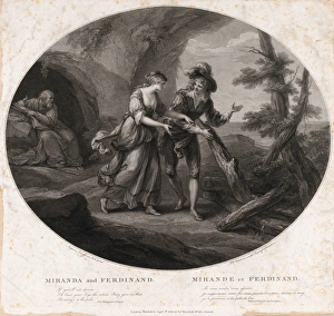 Drawings Prints, Print, Ferdinand Miranda, Shakespeare, Tempest, Act 3, Scene 1, Artist Drawings Prints, Print, Ferdinand Miranda, Shakespeare, Tempest, Act 3, Scene 1, Artist