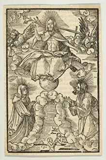 German Woodcut Print of The Last Judgment, circa 1480-1540