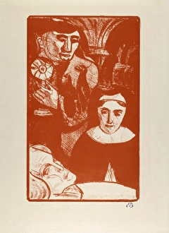 Drawings Prints, Print, Old Woman Berkeley, Artist, Emile Bernard, French Drawings Prints, Print, Old Woman Berkeley, Artist, Emile Bernard, French