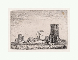 Drawings Prints, Print, Ruins Chapel Eykenduyen, Hague, Verscheyden Landtschapjes Drawings Prints, Print, Ruins Chapel Eykenduyen, Hague, Verscheyden Landtschapjes