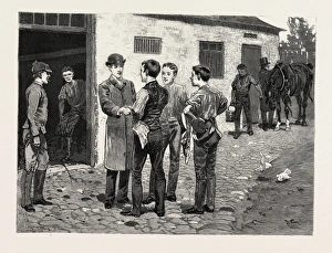 DRAWN BY JOHN CHARLTON, PEOPLE, engraving 1884, life in Britain, UK, britain, british DRAWN BY JOHN CHARLTON, PEOPLE, engraving 1884, life in Britain, UK, britain, british
