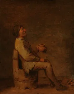 Drinker Seated farmer jug pipe inn coffee house