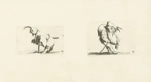 Dwarf with sling, stool and sword; Dwarf with walking stick, Jacques Callot, Abraham Dwarf with sling, stool and sword; Dwarf with walking stick, Jacques Callot, Abraham