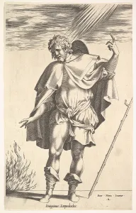 Empedocles standing frontally head turned three-quarter view Empedocles standing frontally head turned three-quarter view