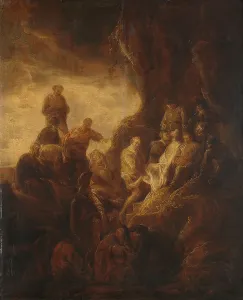 Entombment burial body Christ carried grave rock face Entombment burial body Christ carried grave rock face
