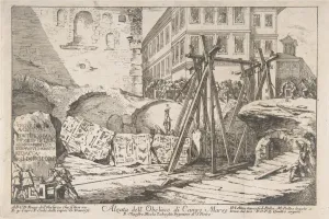 Excavation Obelisk Campo Marzo ca 1749 Etching Excavation Obelisk Campo Marzo ca 1749 Etching