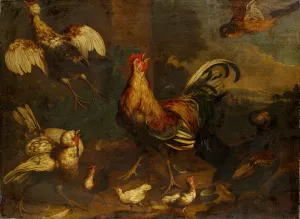 Excitement poultry farm oil canvas 95 x 129 cm Excitement poultry farm oil canvas 95 x 129 cm