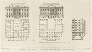 Facades and floor plans of the City Hall of Groningen, The Netherlands, Hendrik Leffert Facades and floor plans of the City Hall of Groningen, The Netherlands, Hendrik Leffert