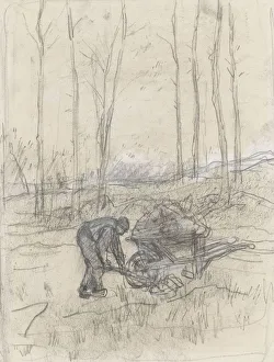 Farmer work wheelbarrow forest Anton Mauve 1848 Farmer work wheelbarrow forest Anton Mauve 1848