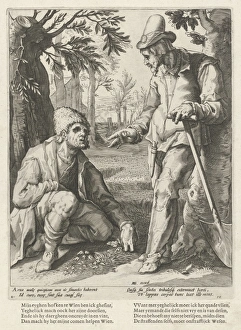 Two farmers in conversation, Hendrick Goltzius, Franco Estius, 1588 - 1592 Two farmers in conversation, Hendrick Goltzius, Franco Estius, 1588 - 1592