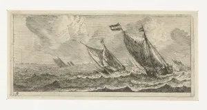 Ferries on a rough sea, Reinier Nooms, 1651 - 1652