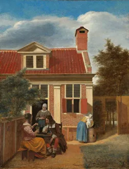 Figures Courtyard House Three Women Man company Figures Courtyard House Three Women Man company