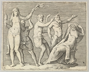 Two Figures Faun Satyr approach Recliniing Woman Two Figures Faun Satyr approach Recliniing Woman