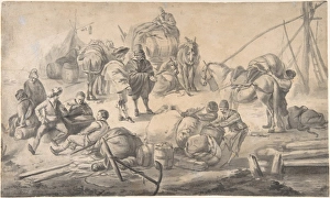 Figures Quayside mid-17th century Brush gray ink Figures Quayside mid-17th century Brush gray ink