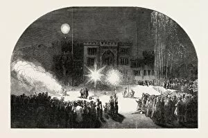 Birr Gallery: Fireworks at Birr Castle, Parsonstown, the Seat of the Earl of Rosse, Ireland, County