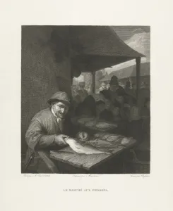 Fish seller on the market, Lambertus Antonius Claessens, c. 1792 - 1834 Fish seller on the market, Lambertus Antonius Claessens, c. 1792 - 1834