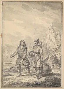 Fisherman Family 1769 Pen black ink brush gray wash Fisherman Family 1769 Pen black ink brush gray wash
