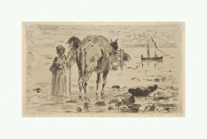 Fishermen Pecheurs de Valech 19th century Etching Fishermen Pecheurs de Valech 19th century Etching