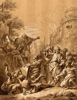 Follower of Francesco Fontebasso, The Raising of Lazarus, 18th century, pen and brown ink Follower of Francesco Fontebasso, The Raising of Lazarus, 18th century, pen and brown ink