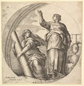Fortitude Justice allegorical composition round format Fortitude Justice allegorical composition round format